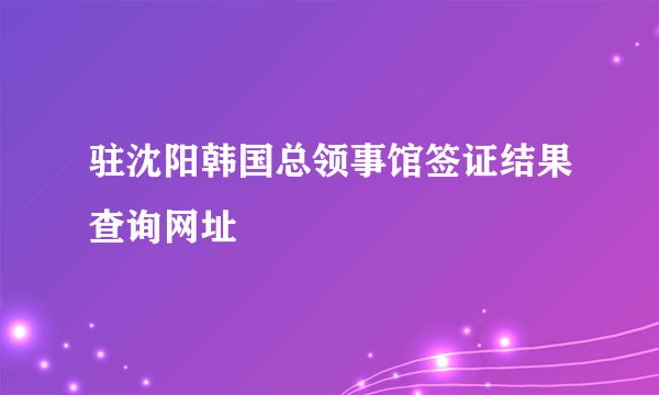 驻沈阳韩国总领事馆签证结果查询网址
