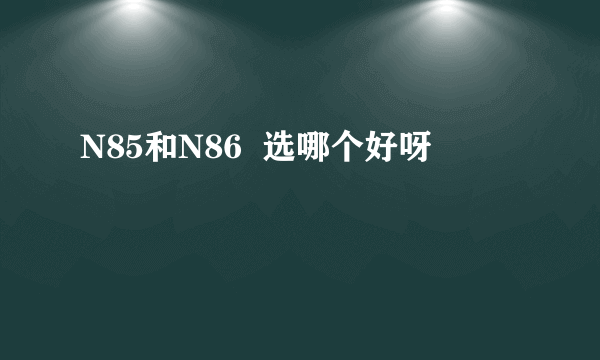 N85和N86  选哪个好呀