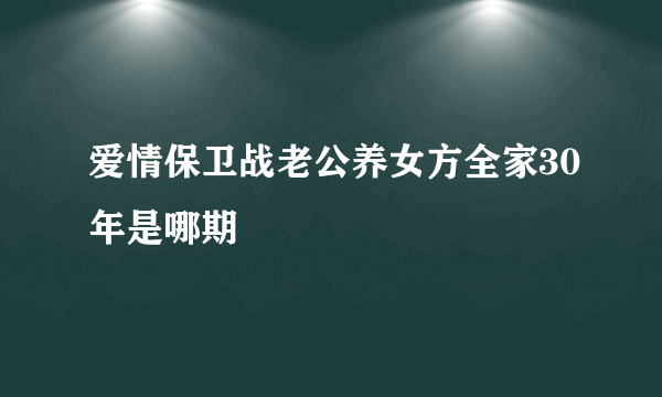爱情保卫战老公养女方全家30年是哪期