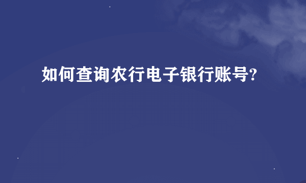 如何查询农行电子银行账号?