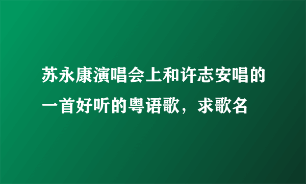 苏永康演唱会上和许志安唱的一首好听的粤语歌，求歌名