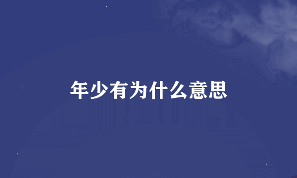 年少有为什么意思