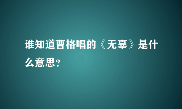 谁知道曹格唱的《无辜》是什么意思？