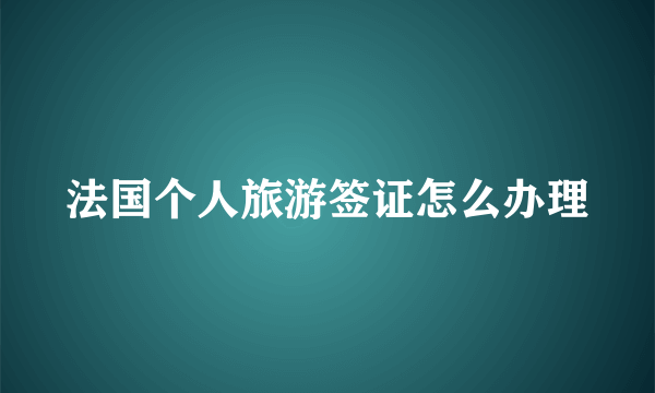 法国个人旅游签证怎么办理