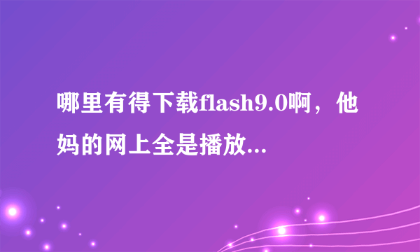 哪里有得下载flash9.0啊，他妈的网上全是播放器，我要的是动画制作软件啊！