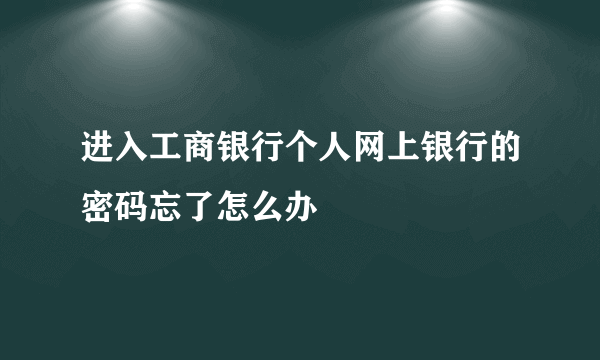 进入工商银行个人网上银行的密码忘了怎么办