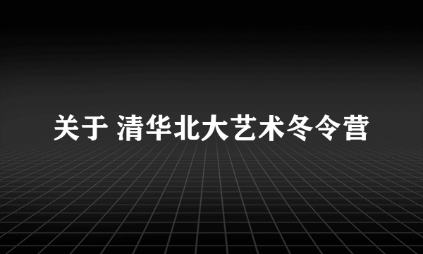 关于 清华北大艺术冬令营