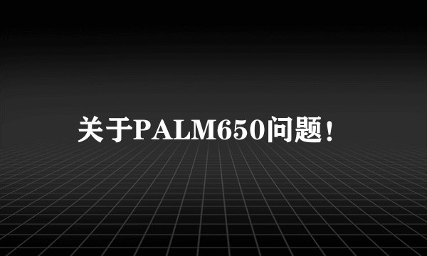 关于PALM650问题！