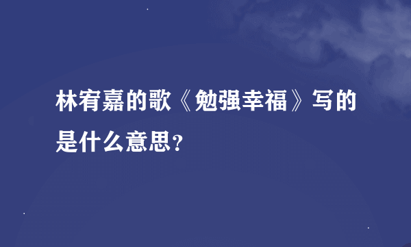 林宥嘉的歌《勉强幸福》写的是什么意思？