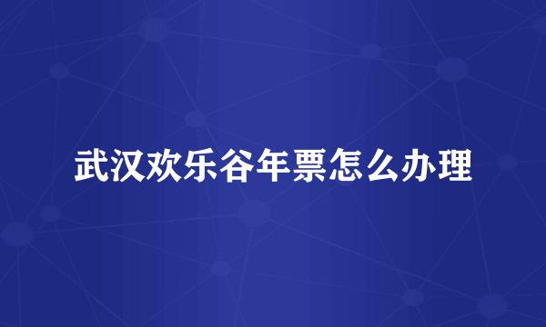 武汉欢乐谷年票怎么办理