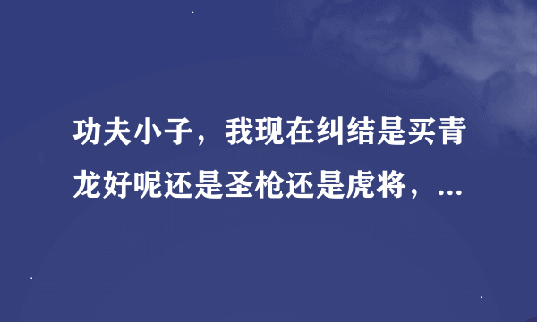 功夫小子，我现在纠结是买青龙好呢还是圣枪还是虎将，还是封魔剑，还是龙吟刀还是雷霆还是断龙还是死神呢？