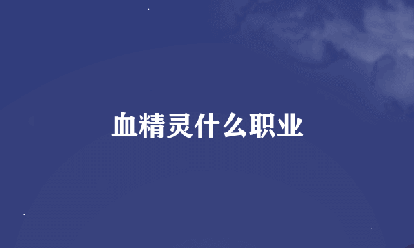 血精灵什么职业