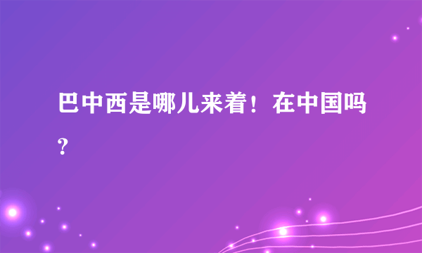 巴中西是哪儿来着！在中国吗？