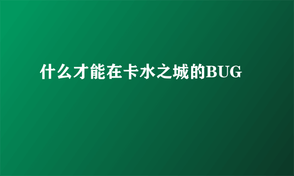什么才能在卡水之城的BUG
