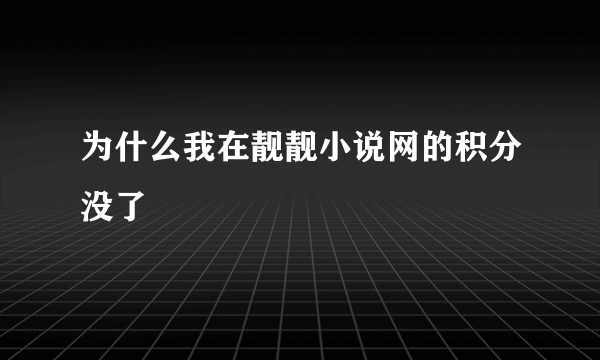 为什么我在靓靓小说网的积分没了