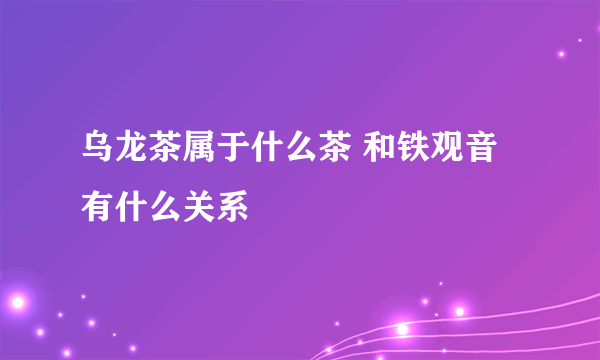 乌龙茶属于什么茶 和铁观音有什么关系