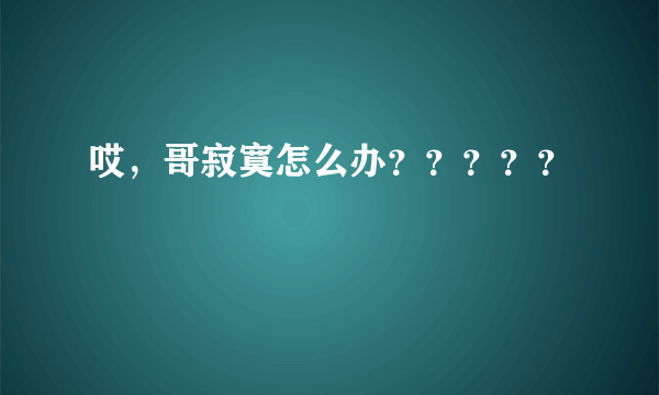 哎，哥寂寞怎么办？？？？？