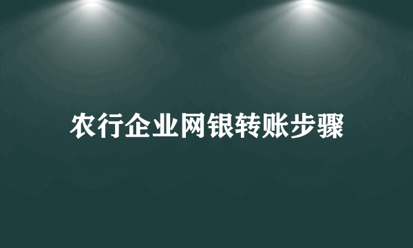 农行企业网银转账步骤