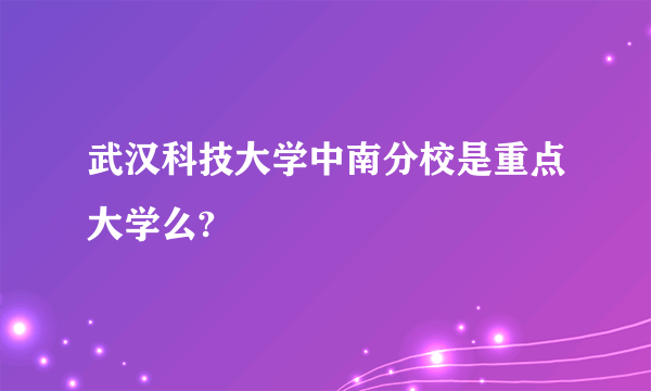 武汉科技大学中南分校是重点大学么?