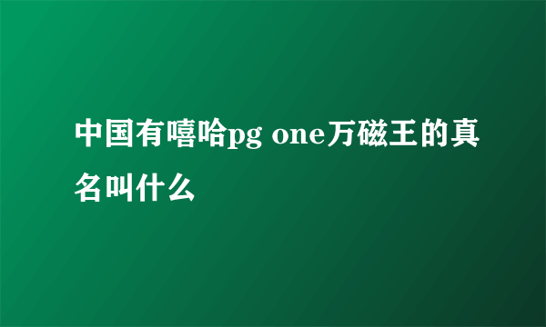中国有嘻哈pg one万磁王的真名叫什么