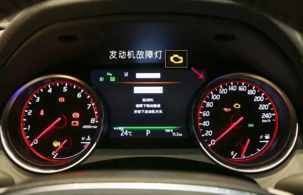 请问汽车的仪表盘上出现CHECK是表示什么意思?[