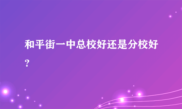 和平街一中总校好还是分校好？