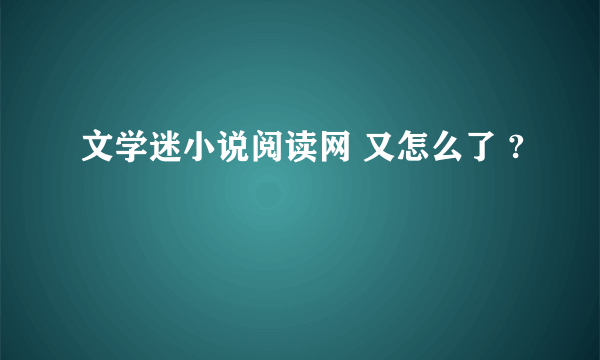 文学迷小说阅读网 又怎么了 ?