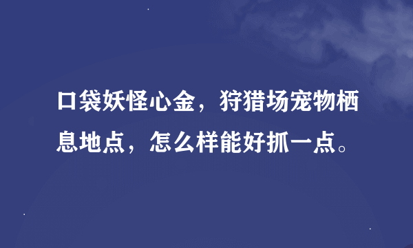口袋妖怪心金，狩猎场宠物栖息地点，怎么样能好抓一点。