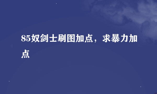 85奴剑士刷图加点，求暴力加点