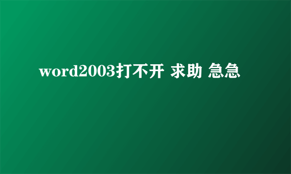 word2003打不开 求助 急急