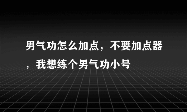 男气功怎么加点，不要加点器，我想练个男气功小号