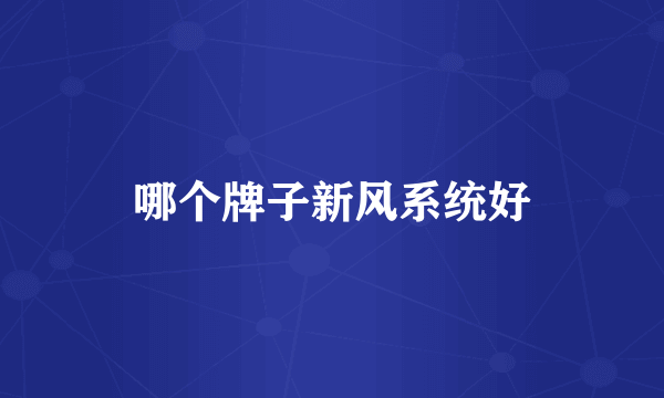 哪个牌子新风系统好