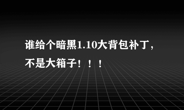 谁给个暗黑1.10大背包补丁，不是大箱子！！！