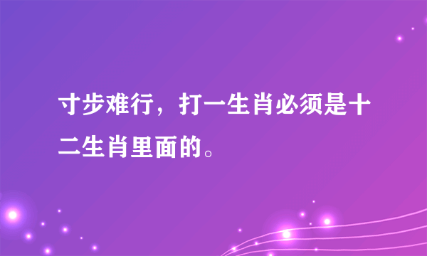 寸步难行，打一生肖必须是十二生肖里面的。
