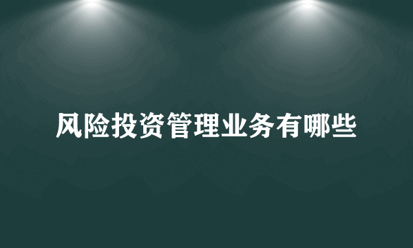 风险投资管理业务有哪些