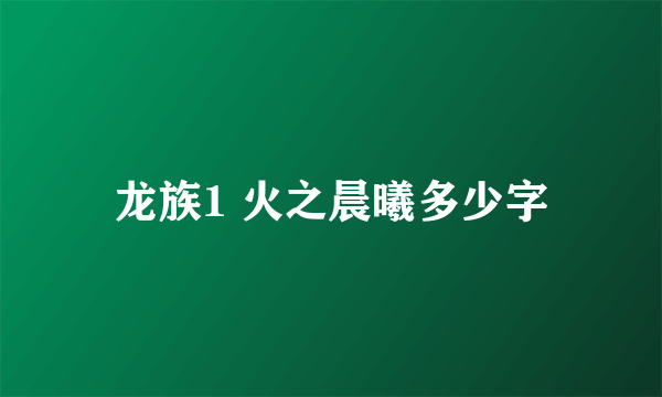 龙族1 火之晨曦多少字