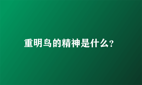 重明鸟的精神是什么？