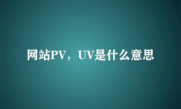 网站PV，UV是什么意思