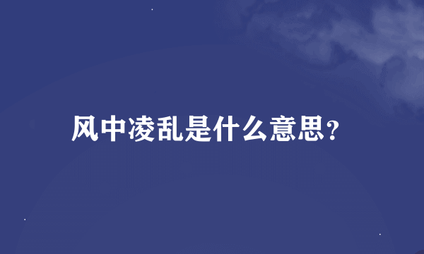风中凌乱是什么意思？