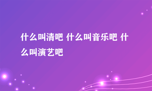 什么叫清吧 什么叫音乐吧 什么叫演艺吧