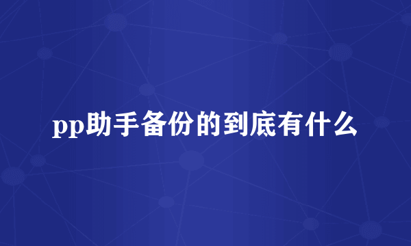 pp助手备份的到底有什么