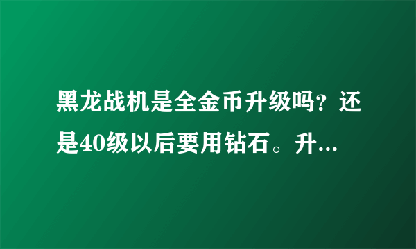 黑龙战机是全金币升级吗？还是40级以后要用钻石。升一级多少钻石