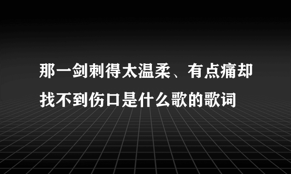 那一剑刺得太温柔、有点痛却找不到伤口是什么歌的歌词