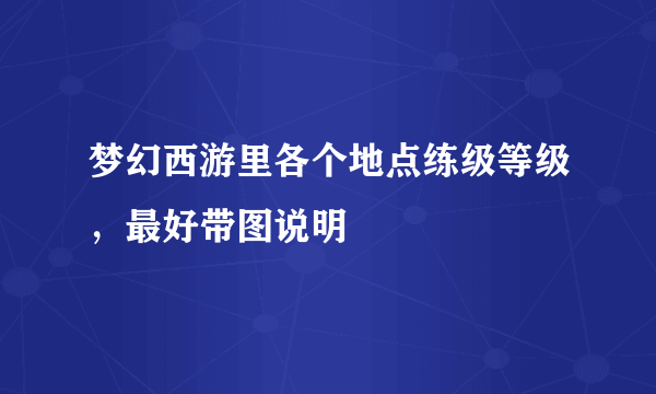 梦幻西游里各个地点练级等级，最好带图说明