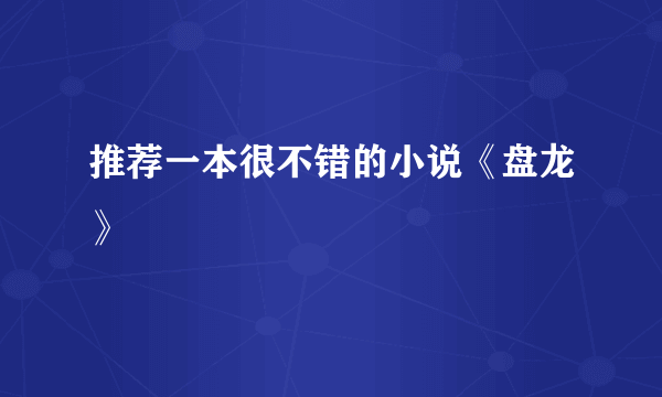 推荐一本很不错的小说《盘龙》