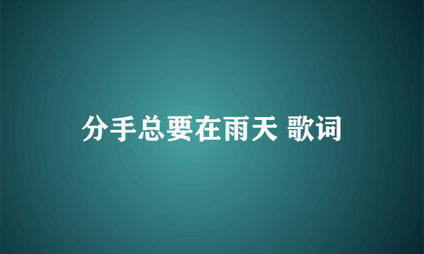 分手总要在雨天 歌词