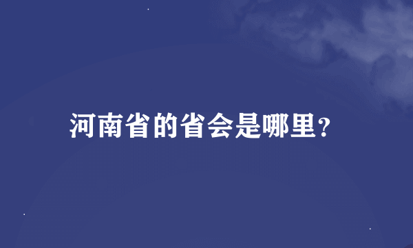 河南省的省会是哪里？