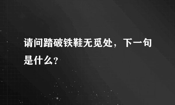 请问踏破铁鞋无觅处，下一句是什么？