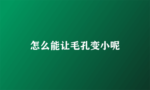 怎么能让毛孔变小呢
