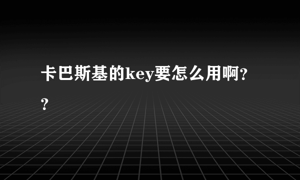 卡巴斯基的key要怎么用啊？？